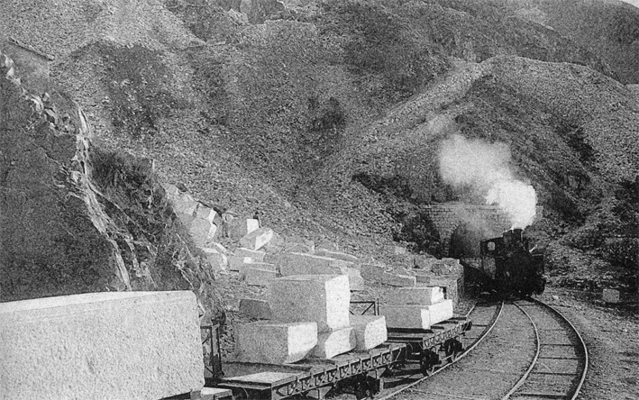 Convoglio della Ferrovia Marmifera di Carrara - Archivio storico 1880 Marmo Elite