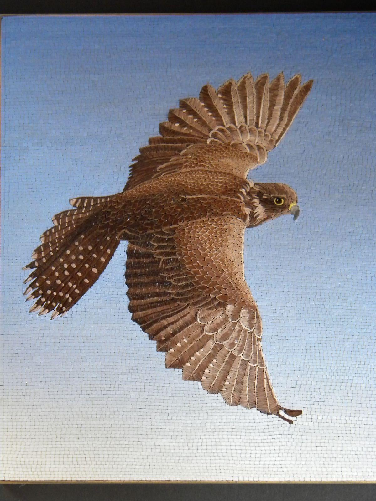 Mosaico intarsi marmo multicolore aquila opera arte